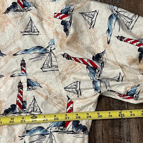 Puritan Mens 3XL Lighthouse Short Sleeve Button Down Shirt 100% Cotton - Picture 5 of 6